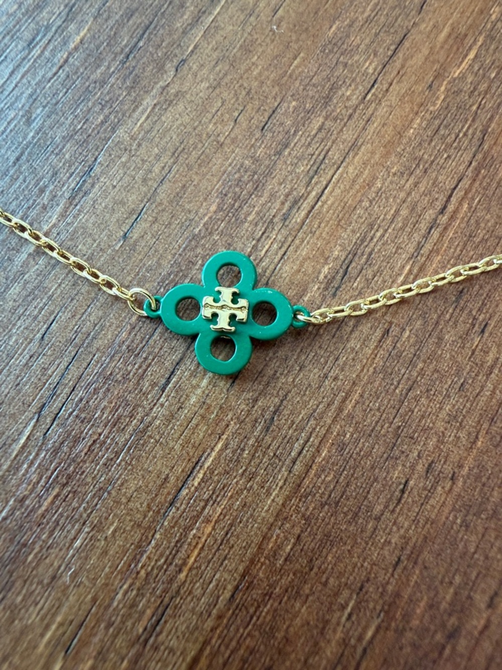 Tory Burch Gold-Tone Necklace with Green, Turquoise and Brown Enamel Motifs - Picture 2 of 6